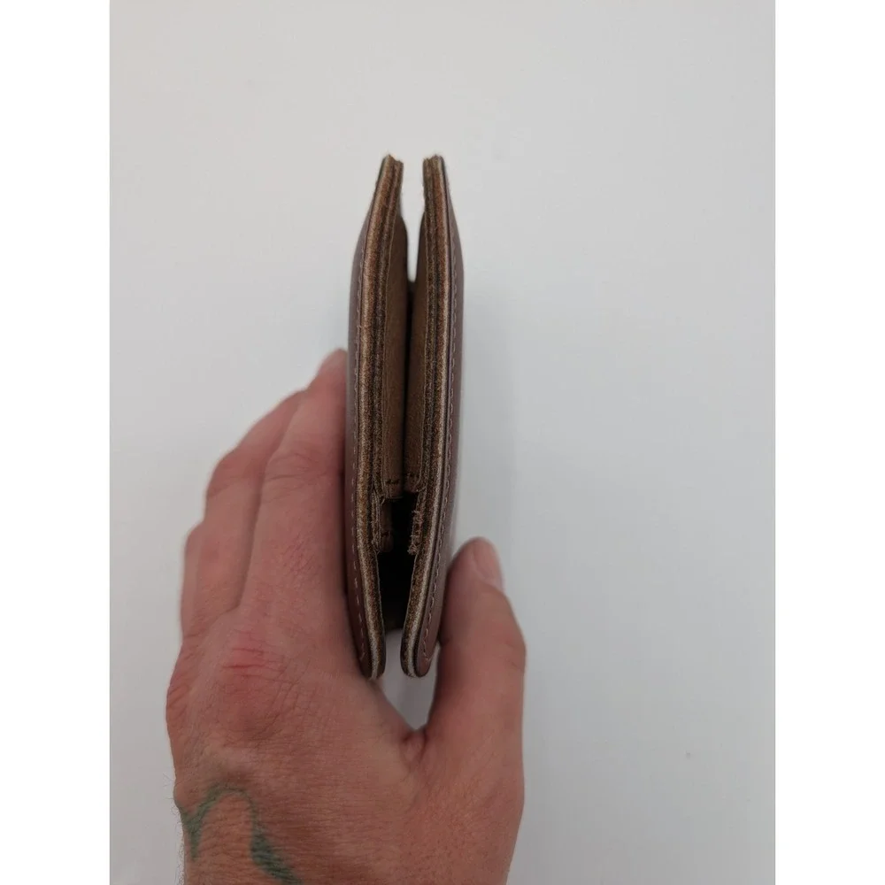 Beasley & Company Wallet Brown Leather Vertical Card Key Holder American Flag